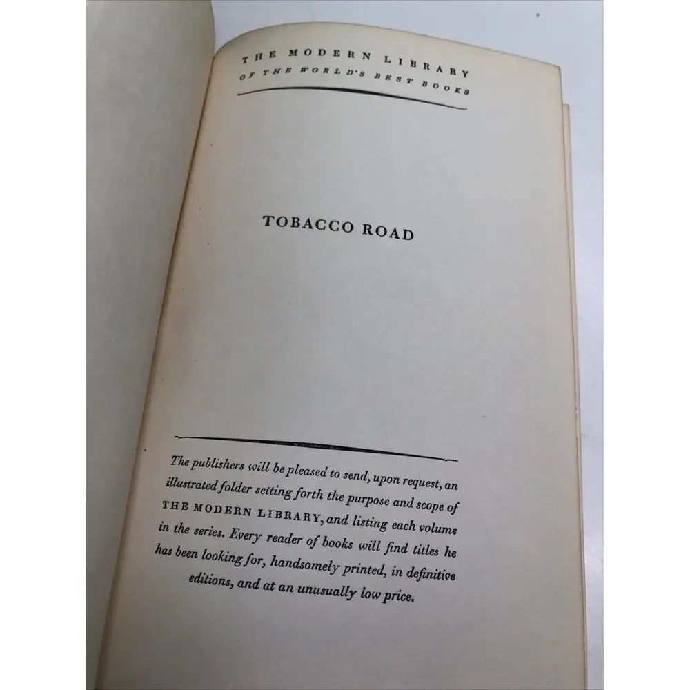 Tobacco Road by Erskine Caldwell HC 1960 The Modern Library New York